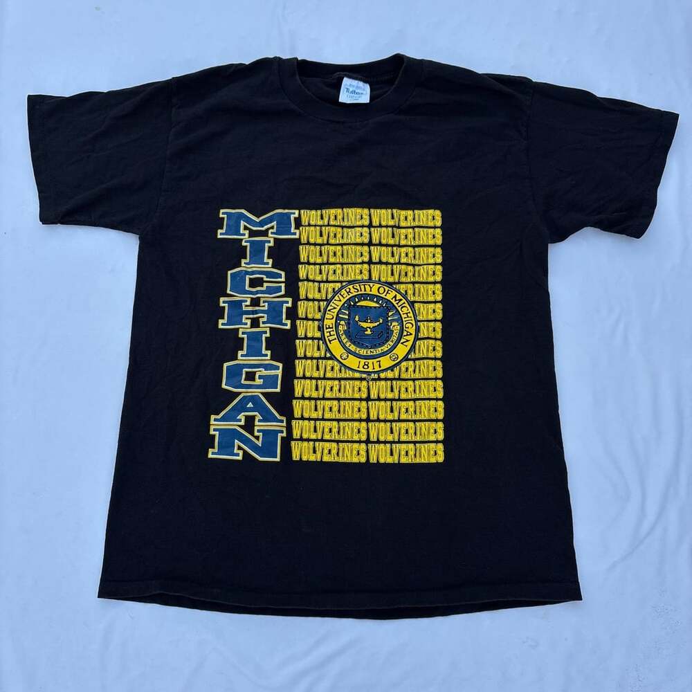 Vintage 90s Michigan Wolverines T Shirt XL Tultex Single Stitch NCAA College